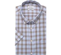 Businesshemd SEIDENSTICKER "Regular", Herren, Gr. XXL (46), normale Ärmellängen, braun, 100% Baumwolle, kariert, regular fit, Kurzarm gerader Abschluss, Hemden, Regular Kurzarm Button-Down-Kragen Karo