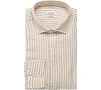 Seidensticker Regular Fit Leinenhemd beige, Gestreift