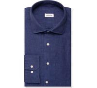 Seidensticker Hemd Herren Regular Fit Langarm Kent-Kragen Leinen blau, 40