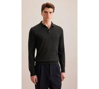 Seidensticker Herren Regular Fit Langarm Polo-Pullover, Grau, XXL