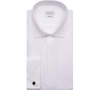 Smokinghemd SEIDENSTICKER "Schwarze Rose", Herren, Gr. L42, normale Ärmellängen, weiß, 100% Baumwolle, unifarben, regular fit, Doppelmanschette, Hemden, Gala Uni (33197868-42) weiß