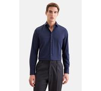 Businesshemd SEIDENSTICKER "Schwarze Rose", Herren, Gr. M (39), normale Ärmellängen, blau (dunkelblau), 80% Polyamid, 20% Elasthan, unifarben, skinny fit, 2-Knopf-Manschette, Hemden, X-Slim 1/1 Kentkr