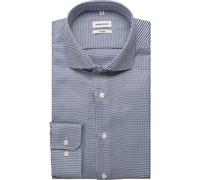 Businesshemd SEIDENSTICKER "Schwarze Rose", Herren, Gr. M (40), normale Ärmellängen, mittelblau, 100% Baumwolle, Hahnentrittmuster, tailored fit, 2-Knopf-Manschette, Hemden, Shaped 1/1 Kentkragen Pepi