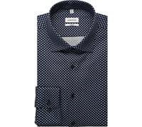 Businesshemd SEIDENSTICKER "Schwarze Rose", Herren, Gr. L (42), normale Ärmellängen, dunkelblau, 100% Baumwolle, bedruckt, tailored fit, 2-Knopf-Manschette, Hemden, Shaped 1/1 Kentkragen Druck (967198