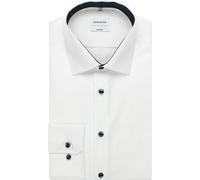 Businesshemd SEIDENSTICKER "Schwarze Rose", Herren, Gr. XXL (45), verlängerte Ärmellängen, weiß, 100% Baumwolle, unifarben, tailored fit, 2-Knopf-Manschette, Hemden, Shaped 1/1 Extra lang Kentkragen U