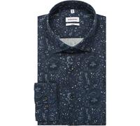 Seidensticker Slim Fit Hemd Blue Grey, Bedruckt