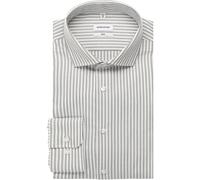 Businesshemd SEIDENSTICKER "Schwarze Rose", Herren, Gr. L (41), normale Ärmellängen, weiß (dunkelgrün), 100% Baumwolle, gestreift, slim fit, 2-Knopf-Manschette, Hemden, Slim 1/1 Kentkragen Gestreift (