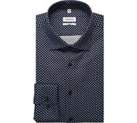 Seidensticker Businesshemd Schwarze Rose Herren Slim Fit bedruckt Baumwolle Blau Langarm 45
