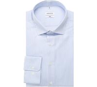 Businesshemd SEIDENSTICKER, Herren, Gr. XXL (45), normale Ärmellängen, blau, 100% Baumwolle, gestreift, slim fit, Langarm 2-Knopf-Manschette, Hemden, Slim Kentkragen Gestreift (44762213-45) blau