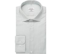 Businesshemd SEIDENSTICKER "Schwarze Rose", Herren, Gr. L (42), normale Ärmellängen, grün, 100% Baumwolle, bedruckt, slim fit, 2-Knopf-Manschette, Hemden, Slim 1/1 Kentkragen Druck (56458300-42) grün