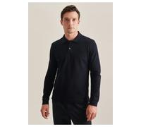 Seidensticker Slim Fit Longsleeve Poloshirt marine, Einfarbig