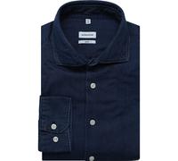 Businesshemd SEIDENSTICKER, Herren, Gr. XL (43), normale Ärmellängen, blau, 100% Baumwolle, unifarben, slim fit, Langarm 2-Knopf-Manschette, Hemden, Slim Kentkragen Denim (33510956-43) blau