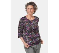 Druckbluse GOLDNER "Seidig fließende Druckbluse", Damen, Gr. 50, schwarz (schwarz, multicolor), Obermaterial: 100% Polyester PES., Sonstiges, Blusen Druckbluse, Ohne (24489245-50) schwarz, multicolor