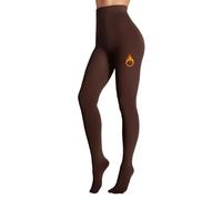 Seidiva Thermo Strumpfhose Damen Winter Gefütterte Strumpfhosen, Kuschelig Warm Thermostrumpfhosen, Blickdichte Fleece Pantyhose (1x Braun, L-XL)