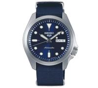 Seiko 5 Sports Armbanduhr Herren, Silber Blau, Edelstahl Nylon, Hardlexglas, Durchmesser 40mm, 10bar, SRPE63K1