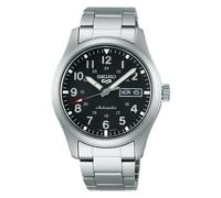 Seiko 5 Sports Automatik Armbanduhr Herren, SRPG27K1 - Edelstahl, Hardlex Glas, schwarzes Ziffernblatt 39 mm, 10 bar, Kalender, Leuchtfunktion