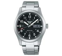 Seiko 5 Sports Automatik Armbanduhr Herren, SRPG27K1 - Edelstahl, Hardlex Glas, schwarzes Ziffernblatt 39 mm, 10 bar, Kalender, Leuchtfunktion
