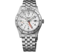 Seiko 5 Sports Automatische GMT Armbanduhr, weißes Zifferblatt, Armband aus Stahl, Modell SSK059K1
