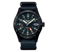 SEIKO Automatik Armbanduhr für Herren in der Farbe Schwarz mit Armband aus Leder, Wasserdichtigkeit: 10 bar, Gehäusedurchmesser: 39,38 mm, SSK025K1