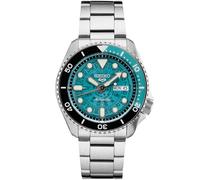Seiko Automatikuhr für Herren, 5 Sportarten, Tages-/Datumskalender, LumiBrite-Zeiger und Markierungen, drehbare Lünette, 100 m wasserdicht, Türkis - SRPJ45, STD - Rotating Bezel, Modern