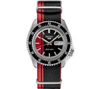 SEIKO Automatikuhr für Herren, 5 Sportarten, Tages-/Datumskalender, LumiBrite-Zeiger und Markierungen, drehbare Lünette, 100 m wasserdicht, Schwarz/Rot - SRPK71, STD - Rotating Bezel, Sportlich