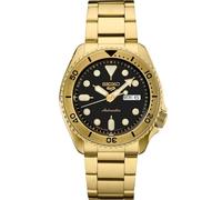 SEIKO Automatikuhr für Herren - 5 Sports Collection - Herren Sportuhr mit Edelstahl Gold Finish - Wasserdicht 100M, Schwarz - SRPK18, Sportlich