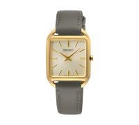 Seiko Damen-Uhr Quarz Edelstahl Goldauflage mit Lederband SWR090P1