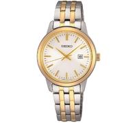 Seiko - Damenarmbanduhr von Seiko SUR410P1 Edelstahlgehäuse teilvergoldet mit Datumsanzeige