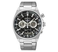 Seiko Herren-Uhr Quarz Edelstahl mit Edelstahlband SSB397P1, Schwarz