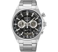 Seiko Herren-Uhr Quarz Edelstahl mit Edelstahlband SSB397P1, Schwarz