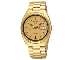 Seiko - Herrenarmbanduhr von Seiko SNXL72K mit Automatikwerk, vergoldeten Edelstahlgehäuse sowie Datums- und