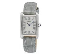 Seiko Klassik Armbanduhr für Damen in der Farbe Grau mit Armband aus Leder, Wasserdichtigkeit: 5 bar, Gehäusedurchmesser: 22 mm, SWR099P1