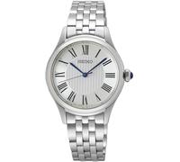 Seiko Klassik Armbanduhr für Damen in der Farbe Silber mit Armband aus Edelstahl, Wasserdichtigkeit: 5 bar, Gehäusedurchmesser: 29,6 mm, SUR609P1