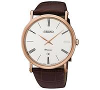 Seiko Premier Herren Uhr analog Japanisches Quarzwerk mit Leder Armband SKP398P1