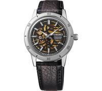 Seiko Presage Collection SSA461 Armbanduhr für Herren, Edelstahlgehäuse, Lederarmband, elegantes Design, präzise Zeitmessung, Gold und Schwarz