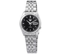 Seiko SNK361K1 5 Herrenuhr Automatik Analog schwarzes Zifferblatt Stahlarmband, Grau