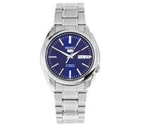 Seiko SNKL43K1 5 Gent analoge Herrenuhr, automatisch, blaues Zifferblatt, graues Stahlarmband