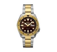 SEIKO SRPK24, Herren-Sport, GMT, mechanisch, automatisch, Edelstahl, zweifarbig, braunes Zifferblatt, 100 m WR