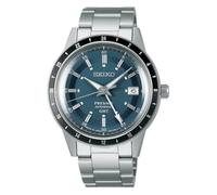 SEIKO SSK009 Herren-Armbanduhr, blaues Zifferblatt, silberfarbenes Edelstahlband, automatische GMT-Analoguhr, Classic