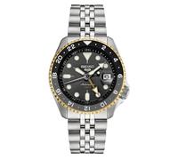 Seiko SSK021 Automatikuhr für Herren - 5 Sports Collection - Herren-Sportuhr, Edelstahl, anthrazitfarbenes Zifferblatt, GMT-Zeiger - wasserdicht 100 m, Dunkelgrau, SSK021J1