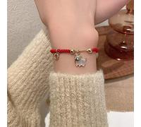 Seil Gewebtes Armband,Weiße Kuh Punk Verstellbare Handgestrickte Rote Seil Armbänder Leichter Schmuck Paar Freunde Männer Frauen Kinder