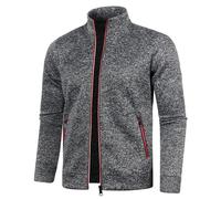 seiveini Cardigan Herren Leichte Strickjacke mit Reißverschluss Feinstrickjacke mit Stehkragen Zip Up Freizeitjacke Männer Outdoorjacke Vintage Sweatjacke Herbst Winter A Dunkelgrau XL