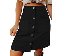 seiveini Cordrock Damen Kurzer Rock mit Knopf Minirock Herbst Winter Röcke High Waist Bleistiftrock Freizeitrock
