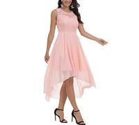 seiveini Damen Brautjungfernkleider Elegant Maxikleid Applique Spitzenkleid Chic Brautkleid Abiballkleid Hochzeitskleid Leichte Sommerkleider Partykleid A Rosa XL