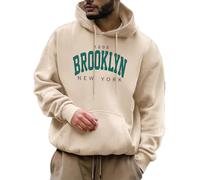seiveini Hoodie Herren Pullover Langarm Print Kapuzenpullover mit Kordelzug und Tasche Männer Sweatshirt Hip Hop Streetwear Mädchen Junge Sweatjacke Sport Casual B Khaki S