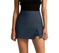 seiveini Hosenrock Damen Kurz Rock mit Hose Elegant Skort Minirock Shorts A-Linie mit Schlitz B Marine XL