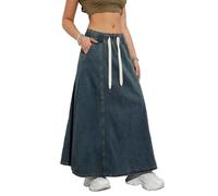 seiveini Jeansrock Damen Lang Denim Rock A-Line Höhe Taille Elastische Jeans Röcke Damen Elegant Sommerrock Freizeitrock High Waist