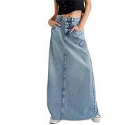 seiveini Jeansrock Damen Lang Denim Rock A-Line Höhe Taille Elastische Jeans Röcke Damen Elegant Sommerrock Freizeitrock High Waist