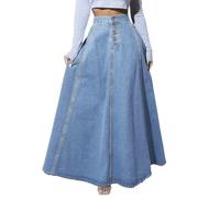 seiveini Jeansrock Damen Lang Denim Rock A-Line Höhe Taille Elastische Jeans Röcke Damen Elegant Sommerrock Freizeitrock High Waist