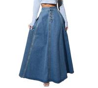seiveini Jeansrock Damen Lang Denim Rock A-Line Höhe Taille Elastische Jeans Röcke Damen Elegant Sommerrock Freizeitrock High Waist